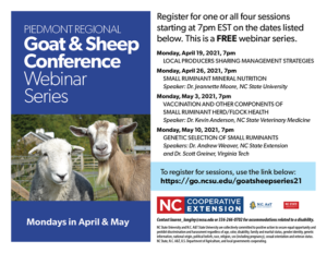 Cover photo for 2021 Piedmont Sheep and Goat Conference Webinar Series
