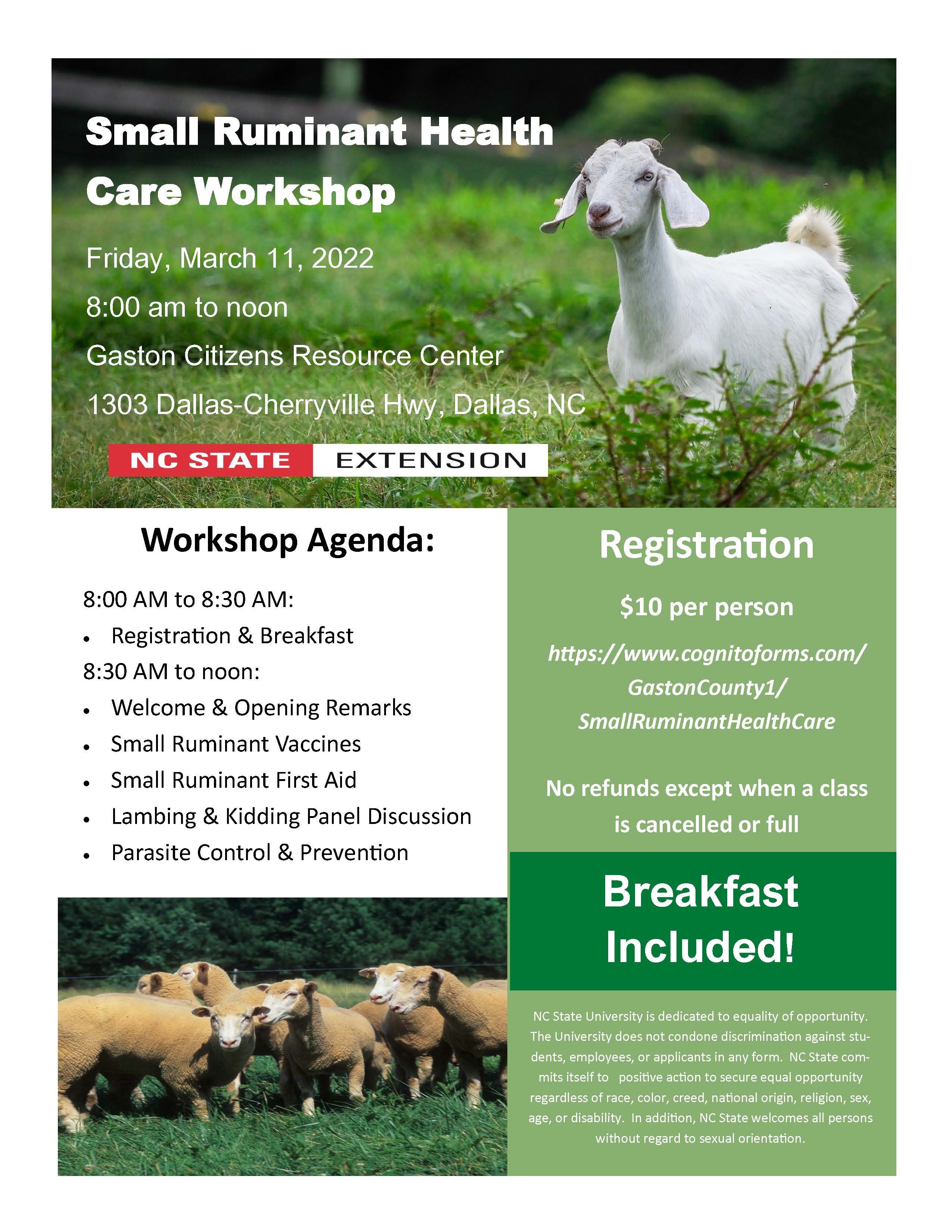 Small Ruminant Health Care Workshop | NC State Extension