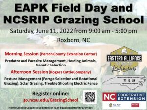 Cover photo for EAPK Field Day and NCSRIP Grazing School